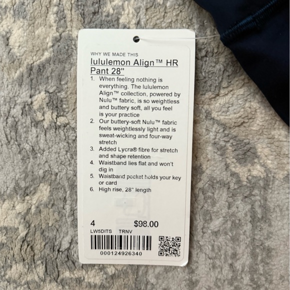 Lululemon Align Pant 28" True Navy (NWT) - Picture 8 of 8